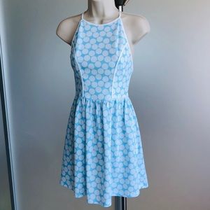 ❌SOLD❌ Bloomingdales Aqua Polka Dot Fit & Flare Dress